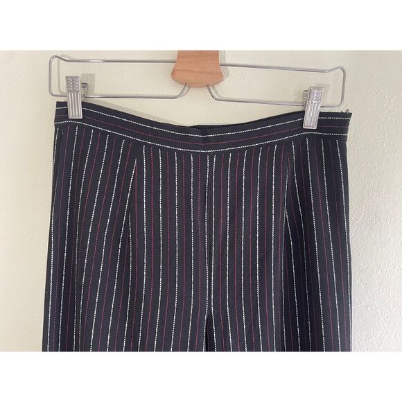 High Rise Size Small White & Red Pin Stripe Wide Leg Dress Pant Office Academia - Picture 3 of 5
